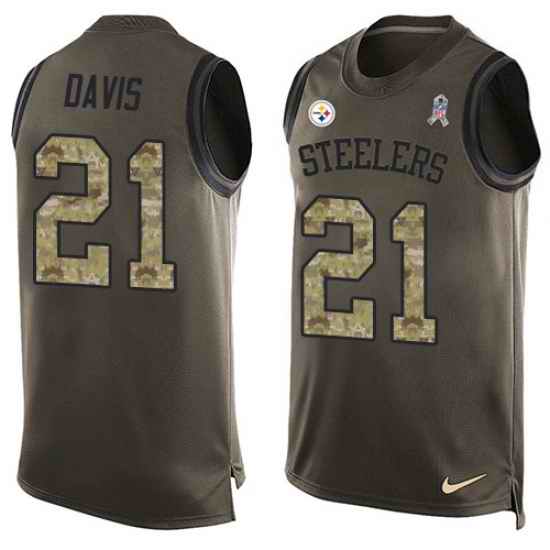 Nike Steelers #21 Sean Davis Green Mens Stitched NFL Limited Salute To Service Tank Top Jersey